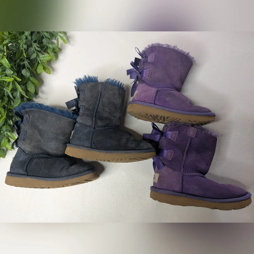 Bailey Bow Uggs (Bundle Of 2) Little Girls Toddler Size 9 Purple Blue